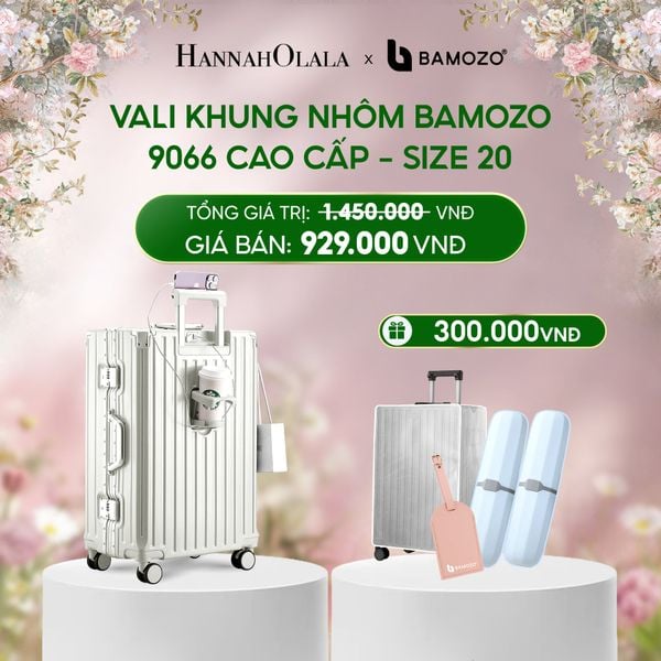  E1527_DEAL 2: VALI BAMOZO KHUNG NHÔM 9066 BẢN CAO CẤP (TẶNG BỌC VALI CC TRONG SUỐT + THẺ TAG DA CHỐNG THẤT LẠC + 2 HỘP ĐỰNG BÀN CHẢI ) 