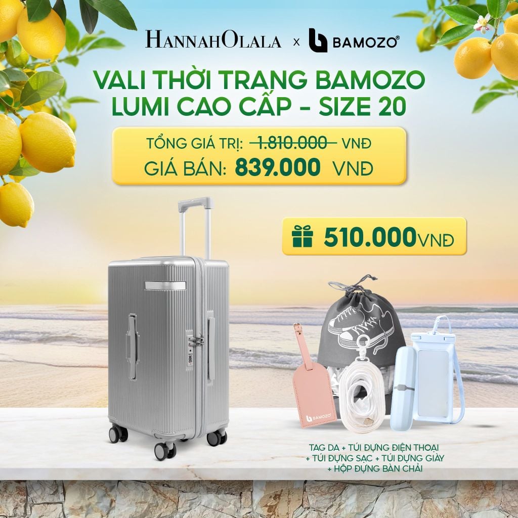  VALI BAMOZO LUMISPACE CAO CẤP (TẶNG TAG VALI DA, TÚI ĐỰNG ĐT CHỐNG NƯỚC, TÚI ĐỰNG CÁP SẠC) - DEAL 1 