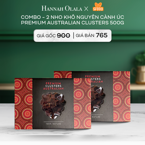  DEAL 3: COMBO - 2 NHO KHÔ NGUYÊN CÀNH ÚC PREMIUM AUSTRALIAN CLUSTERS 500G 