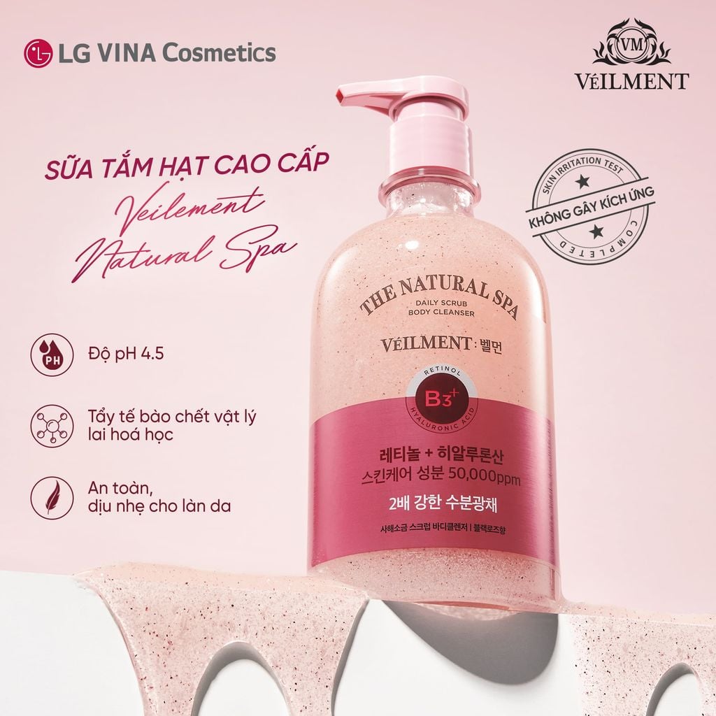  SỮA TẮM HẠT HƯƠNG HOA HỒNG PHÁP VEILMENT SPA BLACK ROSE 600G - A1958 