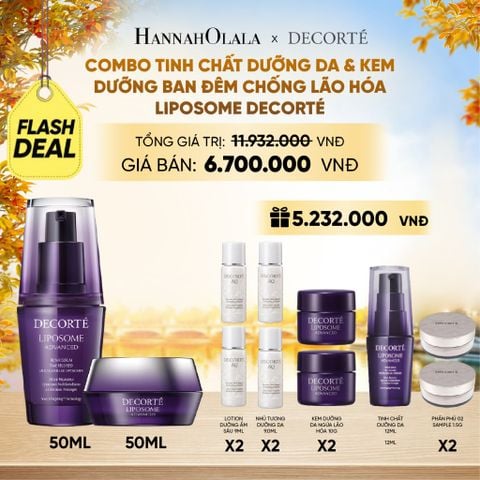 COMBO TINH CHẤT DƯỠNG DA & KEM DƯỠNG BAN ĐÊM CHỐNG LÃO HÓA LIPOSOME DECORTÉ - E1117 