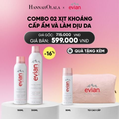  COMBO 2 CHAI XỊT KHOÁNG CẤP ẨM, LÀM DỊU DA EVIAN FACIAL SPRAY 150ML & 300ML_A1576 