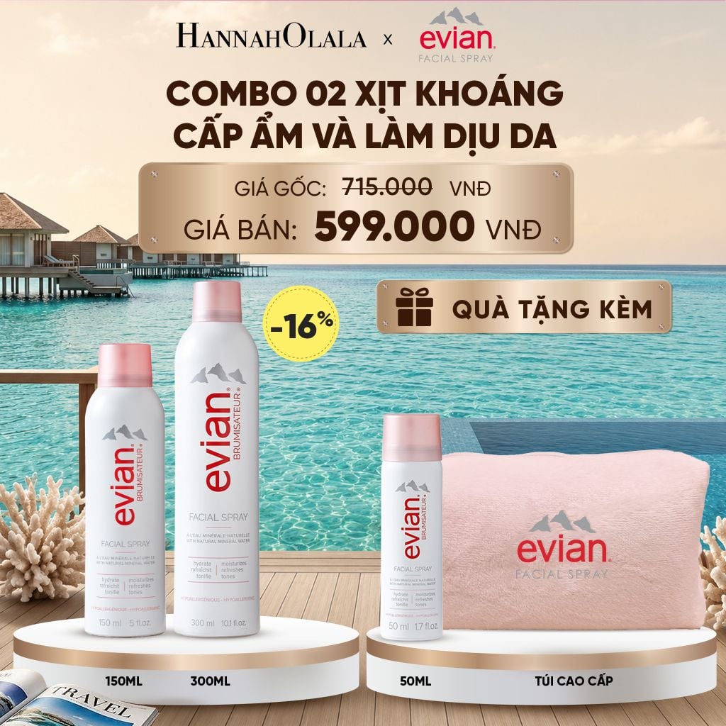  COMBO 2 CHAI XỊT KHOÁNG CẤP ẨM, LÀM DỊU DA EVIAN FACIAL SPRAY 150ML & 300ML_ D1589 