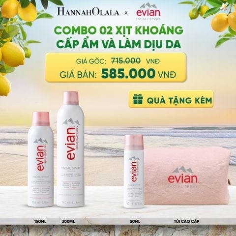  COMBO 2 CHAI XỊT KHOÁNG CẤP ẨM, LÀM DỊU DA EVIAN FACIAL SPRAY 150ML & 300ML 