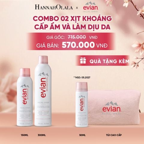  COMBO 2 CHAI XỊT KHOÁNG CẤP ẨM, LÀM DỊU DA EVIAN FACIAL SPRAY 150ML & 300ML - A1435 