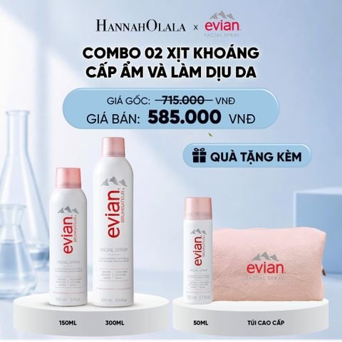  COMBO 2 CHAI XỊT KHOÁNG CẤP ẨM, LÀM DỊU DA EVIAN FACIAL SPRAY 150ML & 300ML 