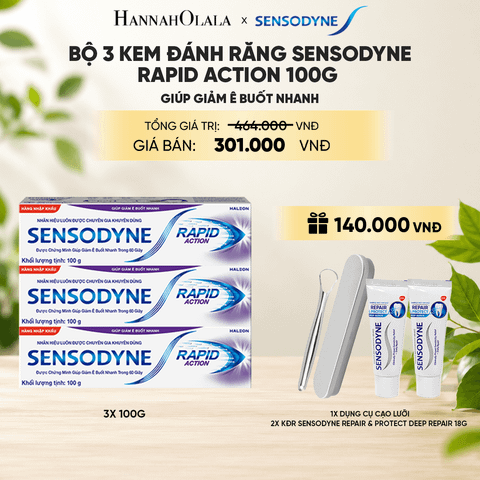  BỘ 3 KEM ĐÁNH RĂNG SENSODYNE RAPID ACTION 100G GIÚP GIẢM Ê BUỐT NHANH _ A32 