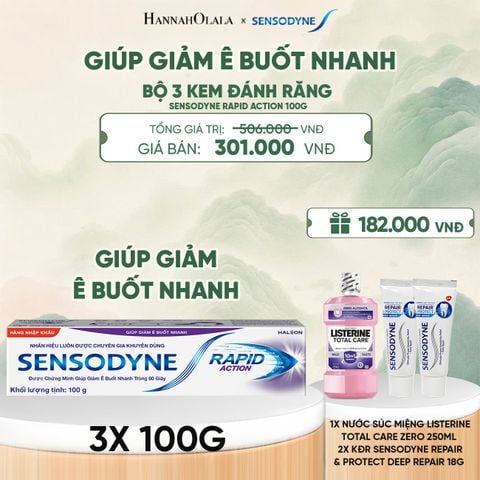  BỘ 3 KEM ĐÁNH RĂNG SENSODYNE RAPID ACTION 100G GIÚP GIẢM Ê BUỐT NHANH - A1054 