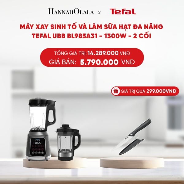  DEAL 7.3: MÁY XAY SINH TỐ VÀ LÀM SỮA HẠT ĐA NĂNG TEFAL UBB BL985A31 - 1300W - 2 CỐI 