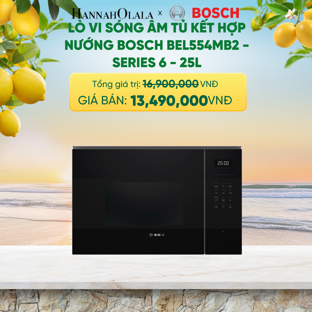  LÒ VI SÓNG ÂM TỦ KẾT HỢP NƯỚNG BOSCH BEL554MB2 - SERIES 6 - 25L - A2385 