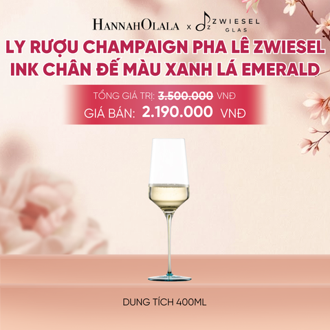  LY RƯỢU VANG PHA LÊ ZWIESEL INK CHÂN ĐẾ MÀU XANH LÁ EMERALD - A849 