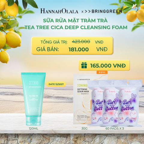  SỮA RỬA MẶT TRÀM TRÀ BRING GREEN TEA TREE CICA DEEP CLEANSING FOAM 120ML - A410 
