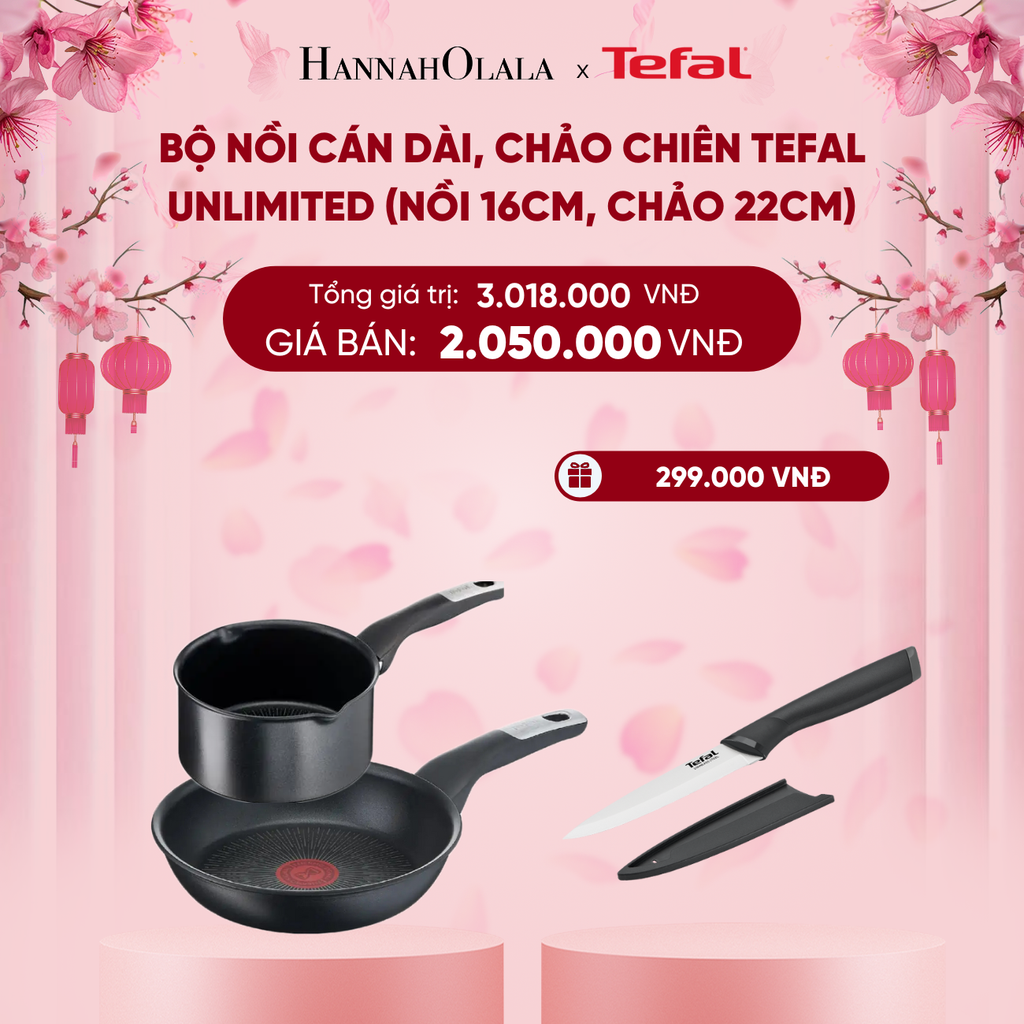  DEAL 13: BỘ NỒI CÁN DÀI, CHẢO CHIÊN TEFAL UNLIMITED (NỒI 16CM, CHẢO 22CM) 