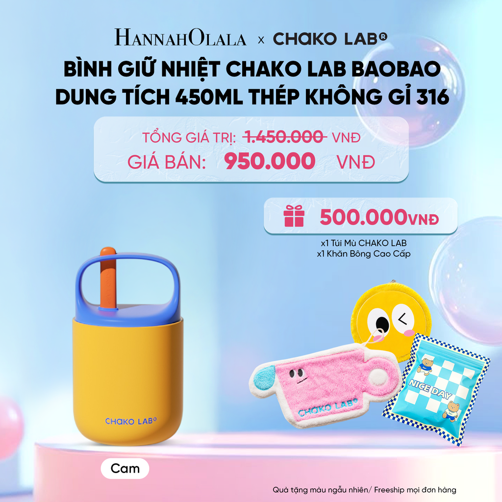  BÌNH GIỮ NHIỆT CHAKO LAB BAOBAO (CÓ MUỖNG) ĐỰNG CHÁO/ SOUP DUNG TÍCH 450ML THÉP KHÔNG GỈ 316 