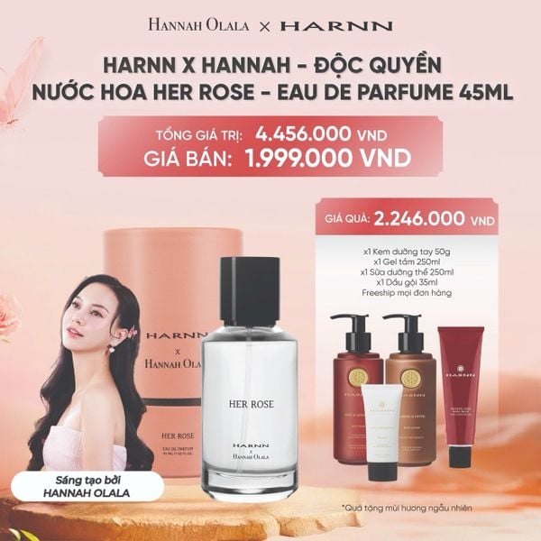  E1_DEAL 15: HARNN X HANNAH - ĐỘC QUYỀN - NƯỚC HOA HER ROSE ĐƯỢC SÁNG TẠO BỞI HANNAH OLALA - EAU DE PARFUME 45ML 