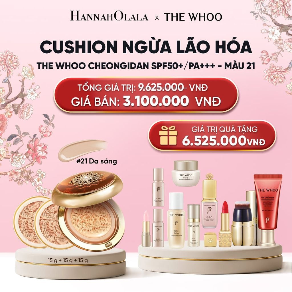  PHIÊN BẢN LỄ HỘI - CUSHION NGỪA LÃO HÓA WHOO CHEONGIDAN ESSENCE CUSHION SPF50+/PA+++ - MÀU 21 