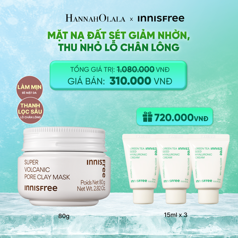  MẶT NẠ ĐẤT SÉT TRO NÚI LỬA GIẢM NHỜN THU NHỎ LỖ CHÂN LÔNG INNISFREE SUPER VOLCANIC PORE CLAY MASK 80G 