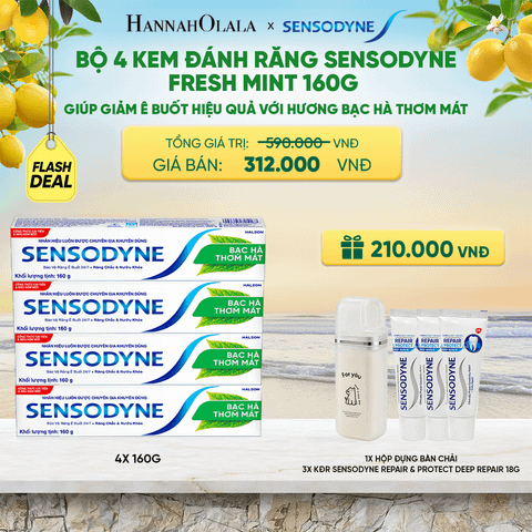  [FLASH DEAL] BỘ 4 KEM ĐÁNH RĂNG SENSODYNE FRESH MINT 160G GIÚP GIẢM Ê BUỐT HIỆU QUẢ VỚI HƯƠNG BẠC HÀ THƠM MÁT - A2083 