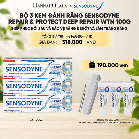  BỘ 3 KEM ĐÁNH RĂNG SENSODYNE REPAIR & PROTECT DEEP REPAIR WTN 100G GIÚP PHỤC HỒI SÂU VÀ BẢO VỆ RĂNG Ê BUỐT _ A36 