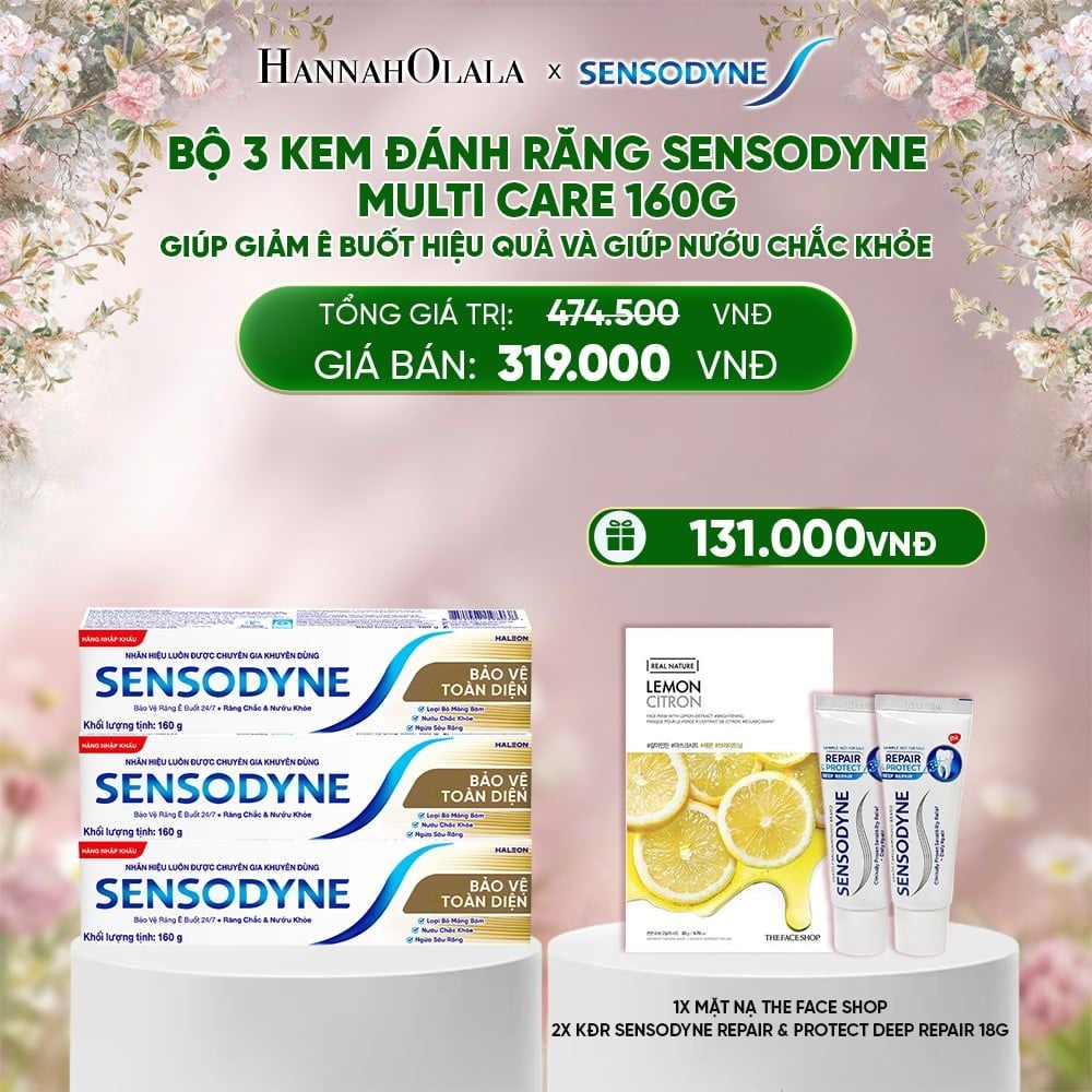  E458_DEAL 8: BỘ 3 KEM ĐÁNH RĂNG SENSODYNE MULTI CARE 160G GIÚP GIẢM Ê BUỐT HIỆU QUẢ VÀ GIÚP NƯỚU CHẮC KHỎE 