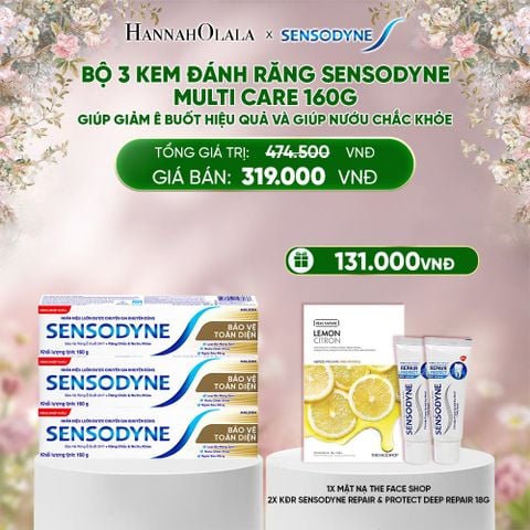  E458_DEAL 8: BỘ 3 KEM ĐÁNH RĂNG SENSODYNE MULTI CARE 160G GIÚP GIẢM Ê BUỐT HIỆU QUẢ VÀ GIÚP NƯỚU CHẮC KHỎE 