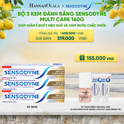  BỘ 3 KEM ĐÁNH RĂNG SENSODYNE MULTI CARE 160G GIÚP GIẢM Ê BUỐT HIỆU QUẢ VÀ GIÚP NƯỚU CHẮC KHỎE - A2085 