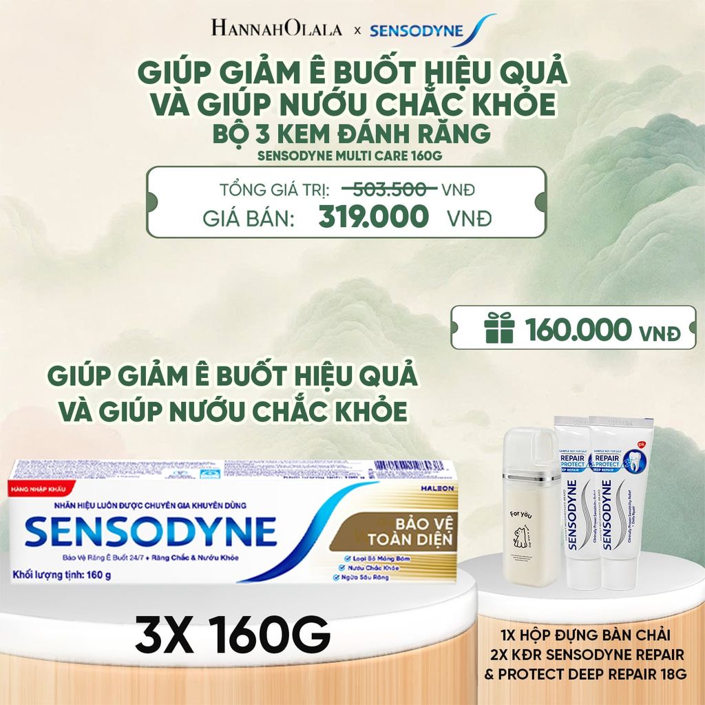  BỘ 3 KEM ĐÁNH RĂNG SENSODYNE MULTI CARE 160G GIÚP GIẢM Ê BUỐT HIỆU QUẢ VÀ GIÚP NƯỚU CHẮC KHỎE - A1049 
