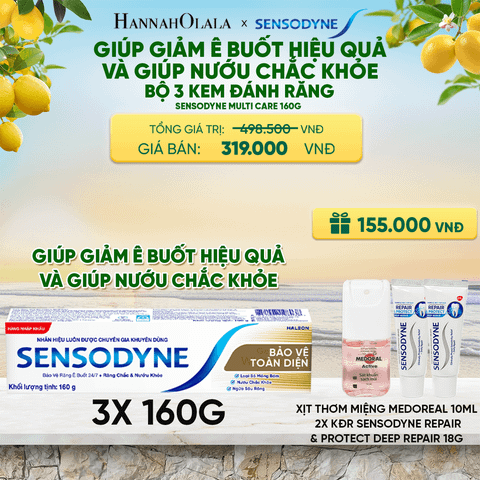  BỘ 3 KEM ĐÁNH RĂNG SENSODYNE MULTI CARE 160G GIÚP GIẢM Ê BUỐT HIỆU QUẢ VÀ GIÚP NƯỚU CHẮC KHỎE - A2085 