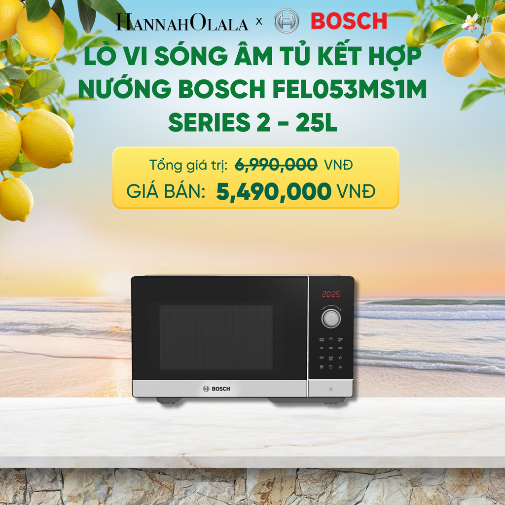  LÒ VI SÓNG ÂM TỦ KẾT HỢP NƯỚNG BOSCH FEL053MS1M - SERIES 2 - 25L - A2386 