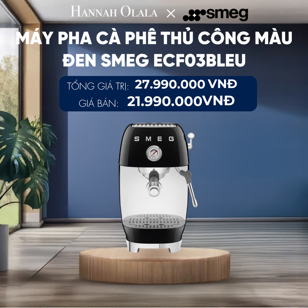  MÁY PHA CÀ PHÊ THỦ CÔNG MÀU ĐEN SMEG ECF03BLEU 