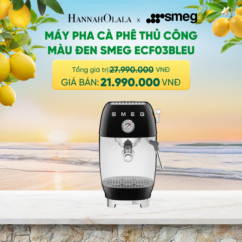  MÁY PHA CÀ PHÊ THỦ CÔNG MÀU ĐEN SMEG ECF03BLEU - A2152 