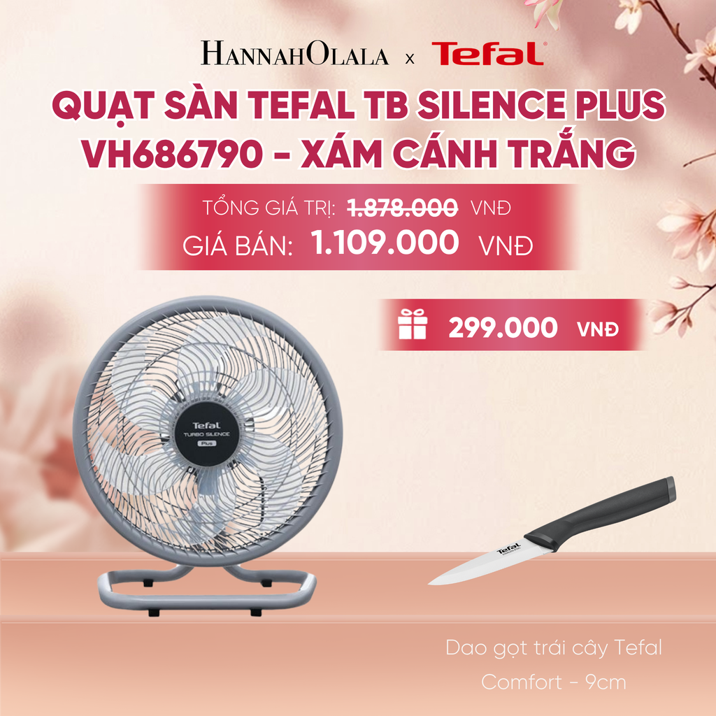  QUẠT SÀN TEFAL TB SILENCE PLUS VH686790 - XÁM CÁNH TRẮNG - A480 