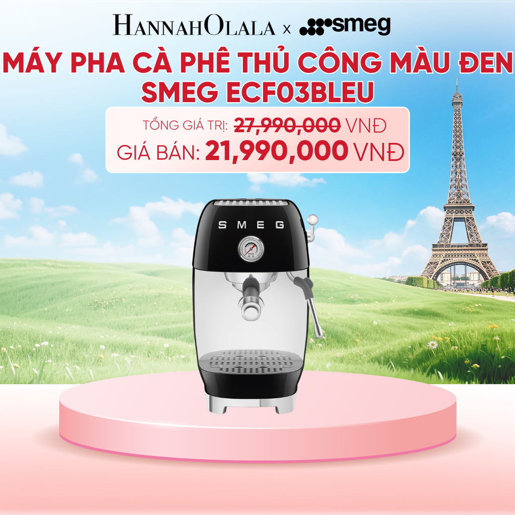  MÁY PHA CÀ PHÊ THỦ CÔNG MÀU ĐEN SMEG ECF03BLEU - B181 