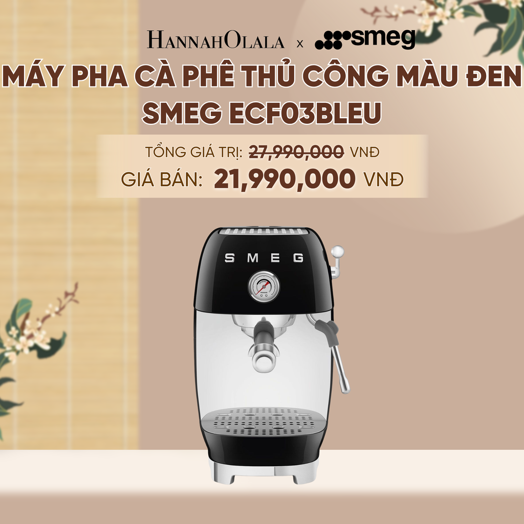  MÁY PHA CÀ PHÊ THỦ CÔNG MÀU ĐEN SMEG ECF03BLEU - A2297 