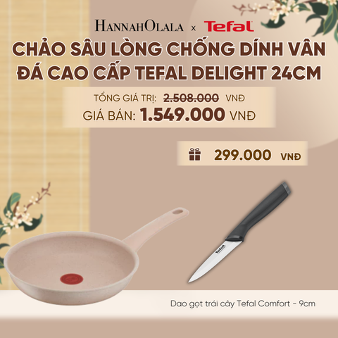  CHẢO SÂU LÒNG CHỐNG DÍNH VÂN ĐÁ CAO CẤP TEFAL DELIGHT G2933202, 24CM - A636 