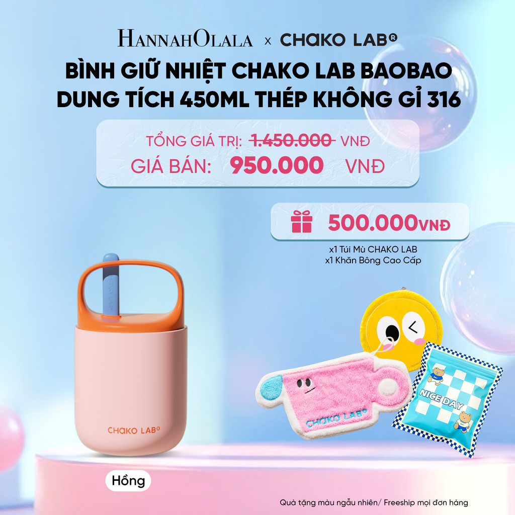  BÌNH GIỮ NHIỆT CHAKO LAB BAOBAO (CÓ MUỖNG) ĐỰNG CHÁO/ SOUP DUNG TÍCH 450ML THÉP KHÔNG GỈ 316 