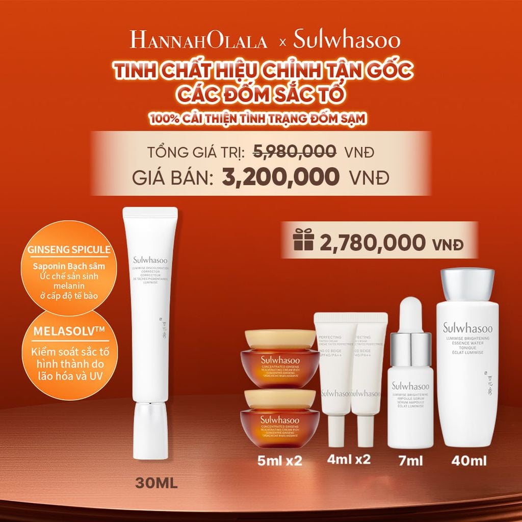  [MỚI] TINH CHẤT CHỈNH SẮC DA SULWHASOO LUMIWISE DISCOLORATION CORRECTOR 30ML 