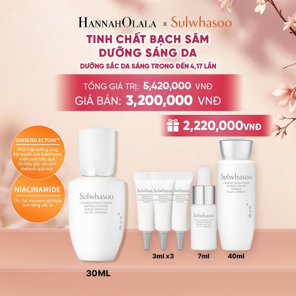  MỚI - TINH CHẤT BẠCH SÂM DƯỠNG SÁNG SULWHASOO LUMIWISE BRIGHTENING SERUM 30ML - A2169 