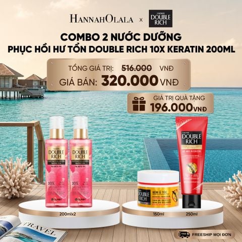  COMBO 2 NƯỚC DƯỠNG PHỤC HỒI HƯ TỔN DOUBLE RICH 10X KERATIN 200ML _ DEAL 11_ D1031 