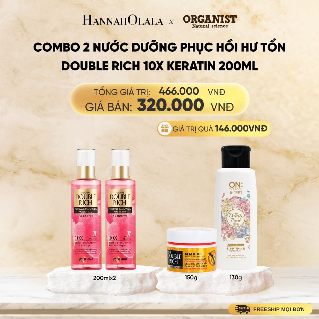  COMBO 2 NƯỚC DƯỠNG PHỤC HỒI HƯ TỔN DOUBLE RICH 10X KERATIN 200ML - DEAL 24 