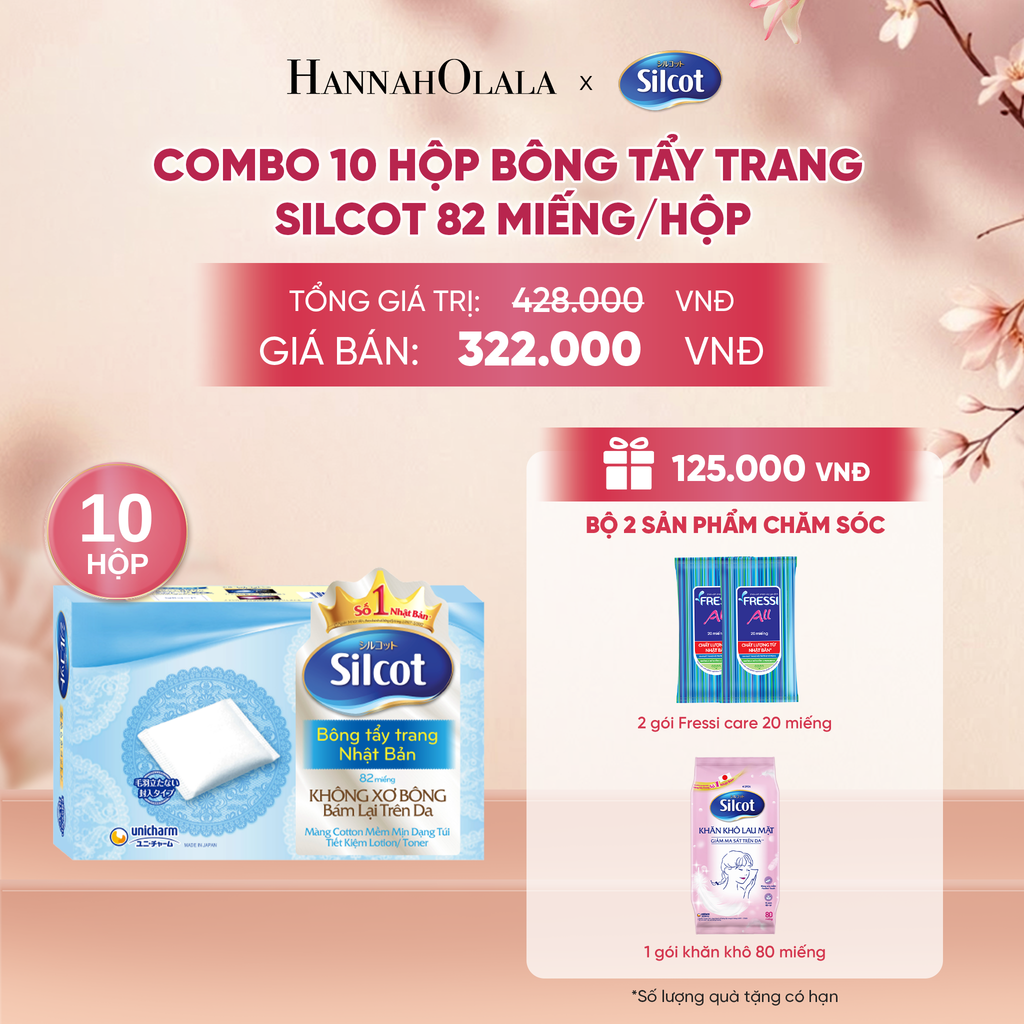  COMBO 10 HỘP BÔNG TRANG ĐIỂM (BÔNG TẨY TRANG) SILCOT 82 MIẾNG/HỘP - DEAL 1 - A274 