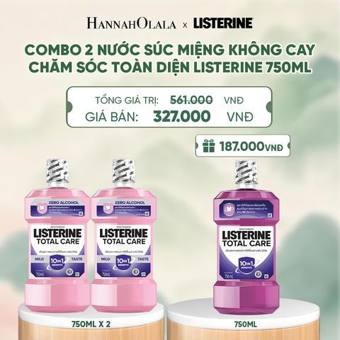  MUA 2 TẶNG 1 NƯỚC SÚC MIỆNG CHĂM SÓC TOÀN DIỆN KHÔNG CAY LISTERINE TOTAL CARE ZERO 750ML - A977 