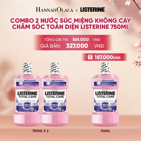  MUA 2 TẶNG 1 NƯỚC SÚC MIỆNG CHĂM SÓC TOÀN DIỆN KHÔNG CAY LISTERINE TOTAL CARE ZERO 750ML - A108 