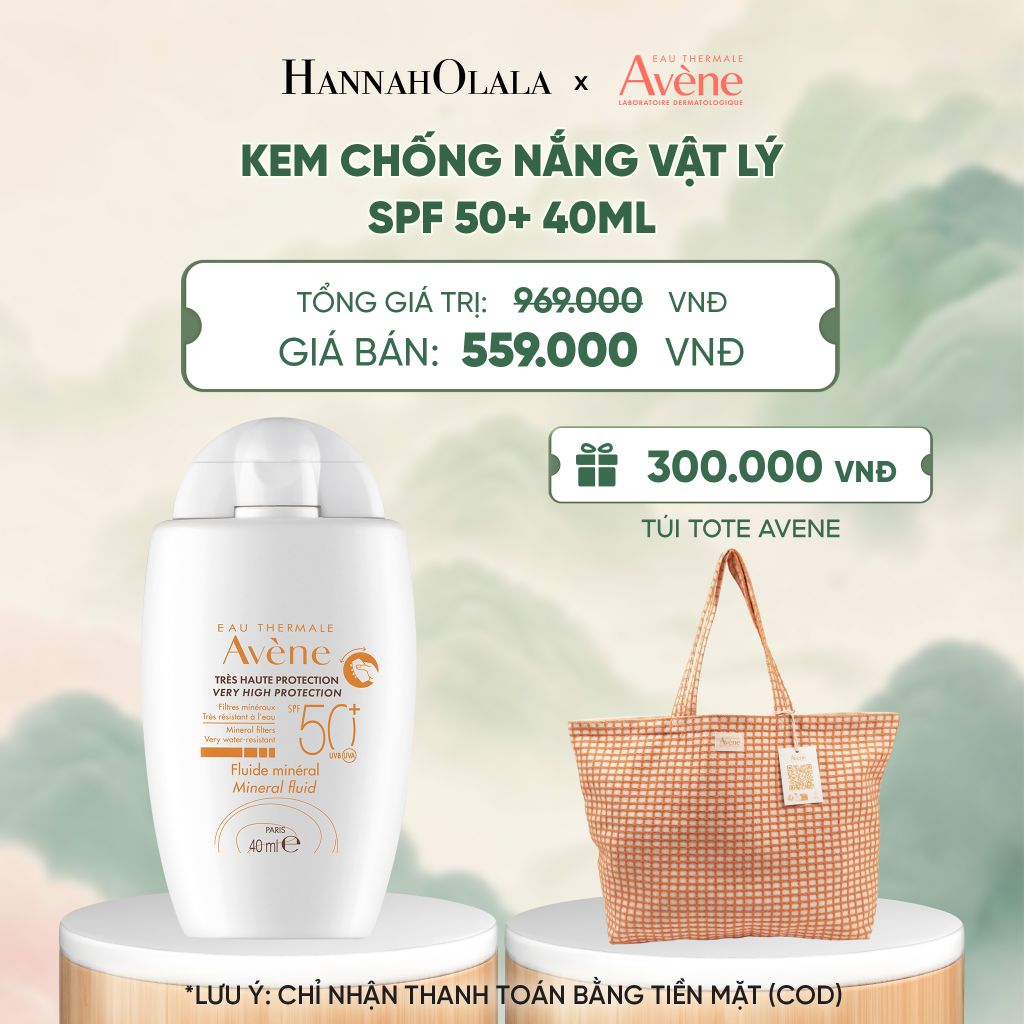  KEM CHỐNG NẮNG VẬT LÝ EAU THERMALE AVÈNE UV MINERAL FLUID SPF 50+ 40ML BẢO VỆ DA KHỎI TIA UVA,UVB & DƯỠNG ẨM DA NHẠY CẢM - A60 