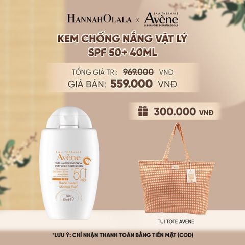  KEM CHỐNG NẮNG VẬT LÝ EAU THERMALE AVÈNE UV MINERAL FLUID SPF 50+ 40ML BẢO VỆ DA KHỎI TIA UVA,UVB & DƯỠNG ẨM DA NHẠY CẢM - A2640 