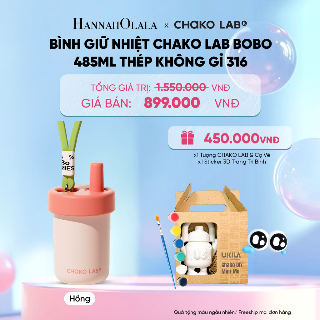  BÌNH GIỮ NHIỆT CHAKO LAB BOBO 485ML THÉP KHÔNG GỈ 316 