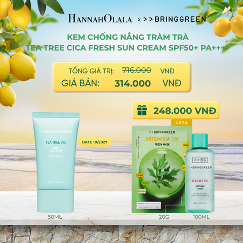 KEM CHỐNG NẮNG TRÀM TRÀ BRING GREEN TEA TREE CICA FRESH SUN CREAM SPF50+ PA++++ 50ML - A413 