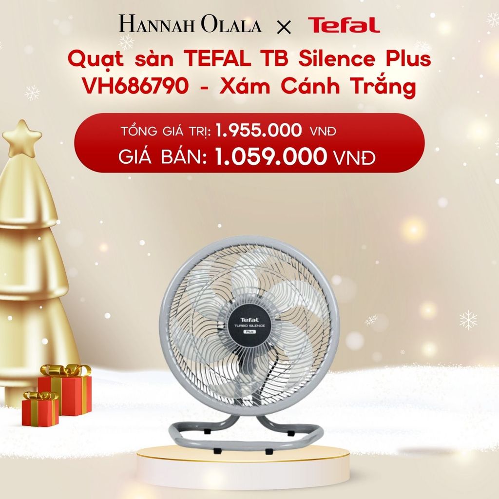  A1177_DEAL 14.4: QUẠT SÀN TEFAL TB SILENCE PLUS VH686790 - XÁM CÁNH TRẮNG 