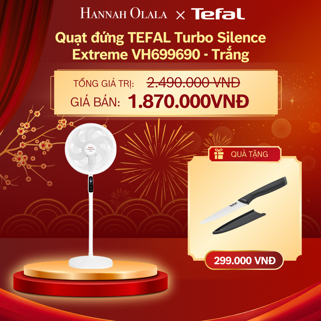  DEAL 15.3: QUẠT ĐỨNG TEFAL TURBO SILENCE EXTREME VH699690 - TRẮNG 
