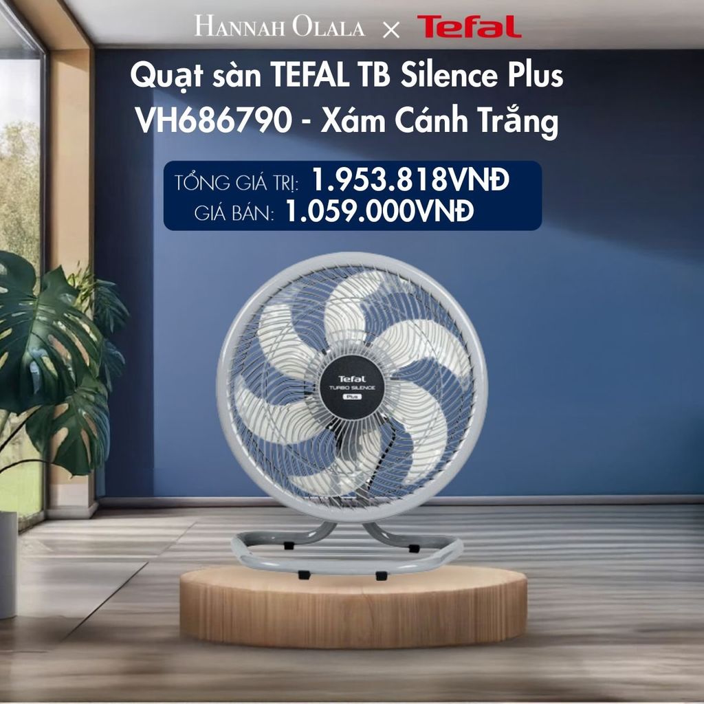  M213_DEAL 13.3: QUẠT SÀN TEFAL TB SILENCE PLUS VH686790 - XÁM CÁNH TRẮNG 